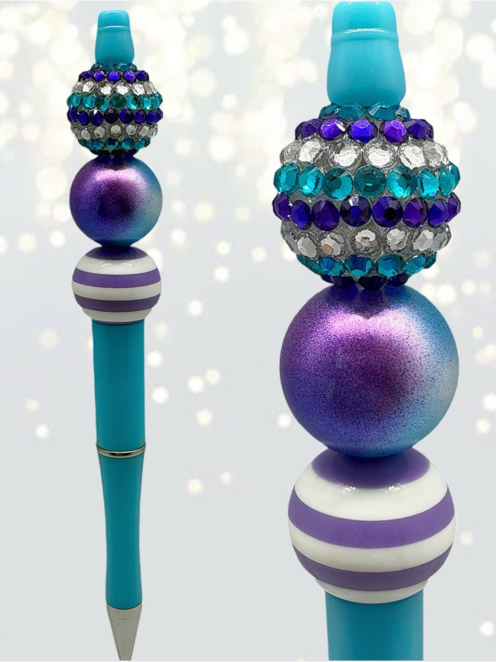 Handmade Purple Beaded Bling Pen